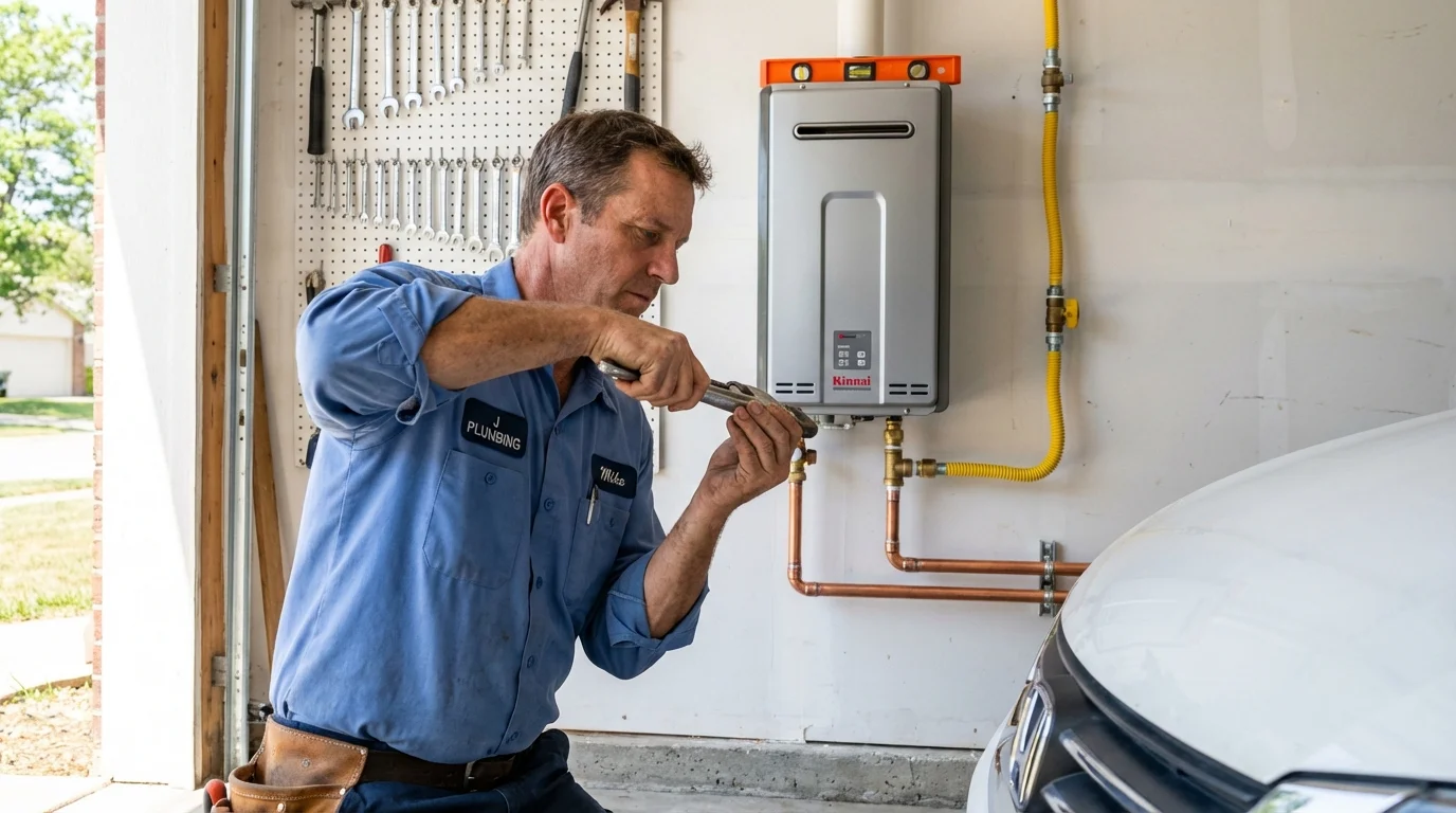 Tankless water heater installation by a Johns Plumbing LLC plumber in Clive